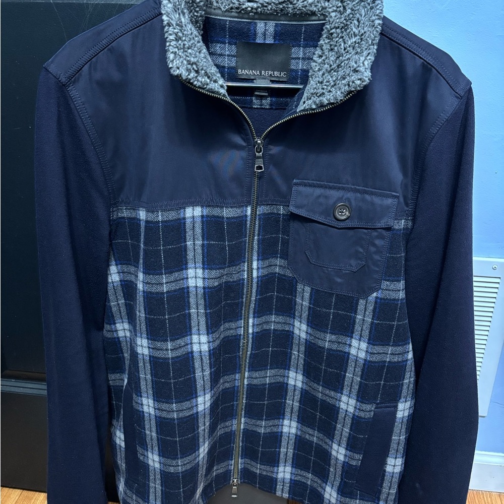 Banana Republic Men's Navy Plaid Jacket